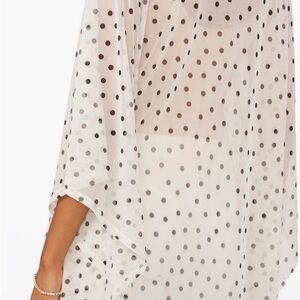 Chaus Black Polka Dotted Mesh Cape NWT (O/S)